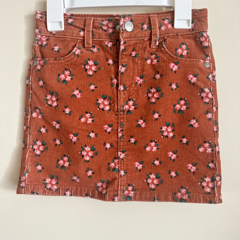 Art Class Floral Corduroy Mini Skirt